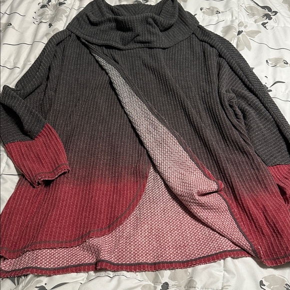 LuLaRoe Women's Cowl Neck Sweater - Black and Red Ombre - Picture 3 of 4